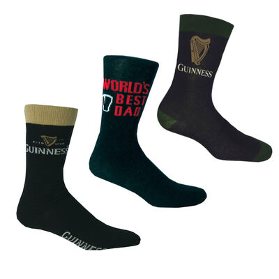 Set of 3 Guinness Socks- Official Guinness logo, World's Best Dad & Harp Designed Socks